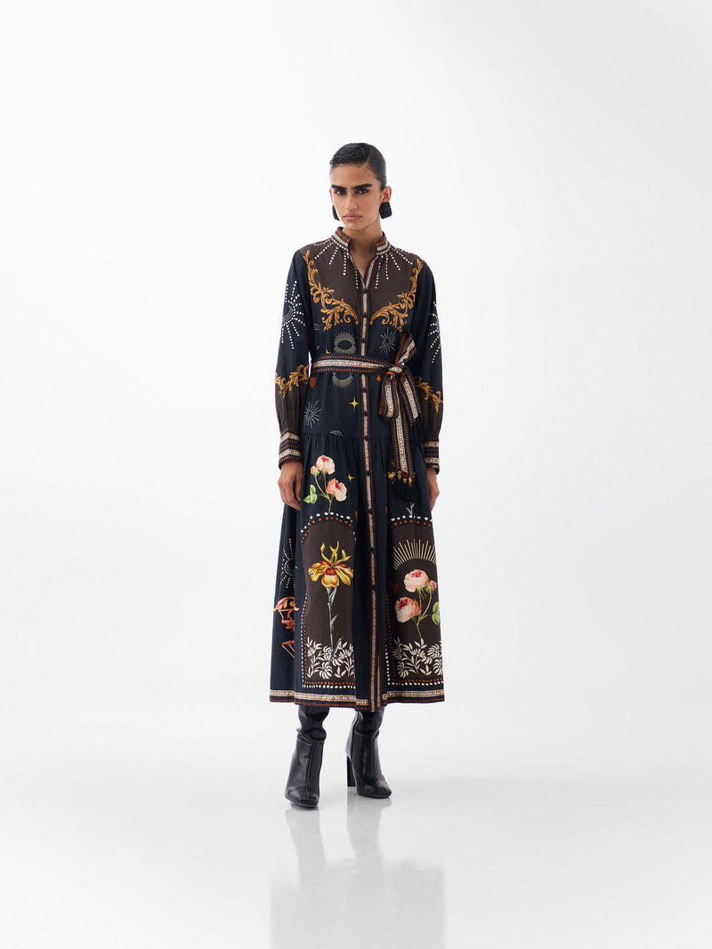 Celia Maxi-Postcards And Petals cotton dress by NOIB in multi-color for women Worldwide