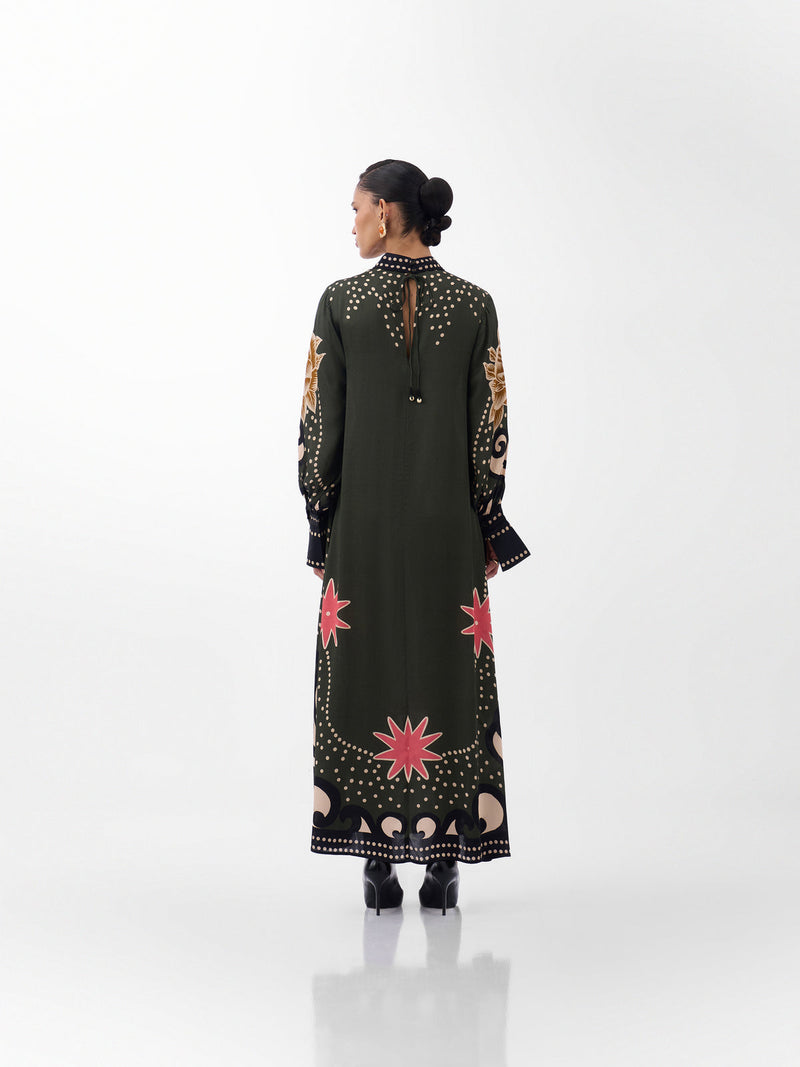 Amber Maxi-Old Rose viscose dress by NOIB in multi-color for women Worldwide