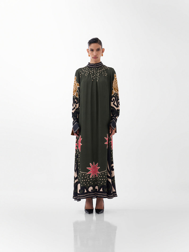 Amber Maxi-Old Rose viscose dress by NOIB in multi-color for women Worldwide