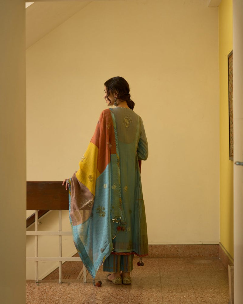 Chhaya Kurta chanderi kurta/kurta set by SWATTI KAPOOR in blue for women in Singapore