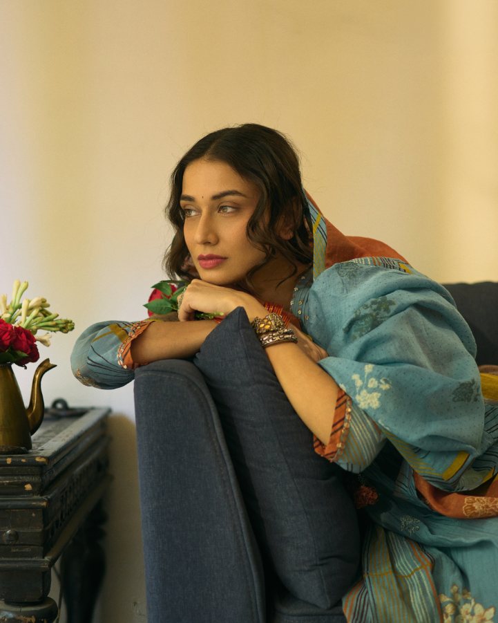 Chhaya Kurta chanderi kurta/kurta set by SWATTI KAPOOR in blue for women in Singapore