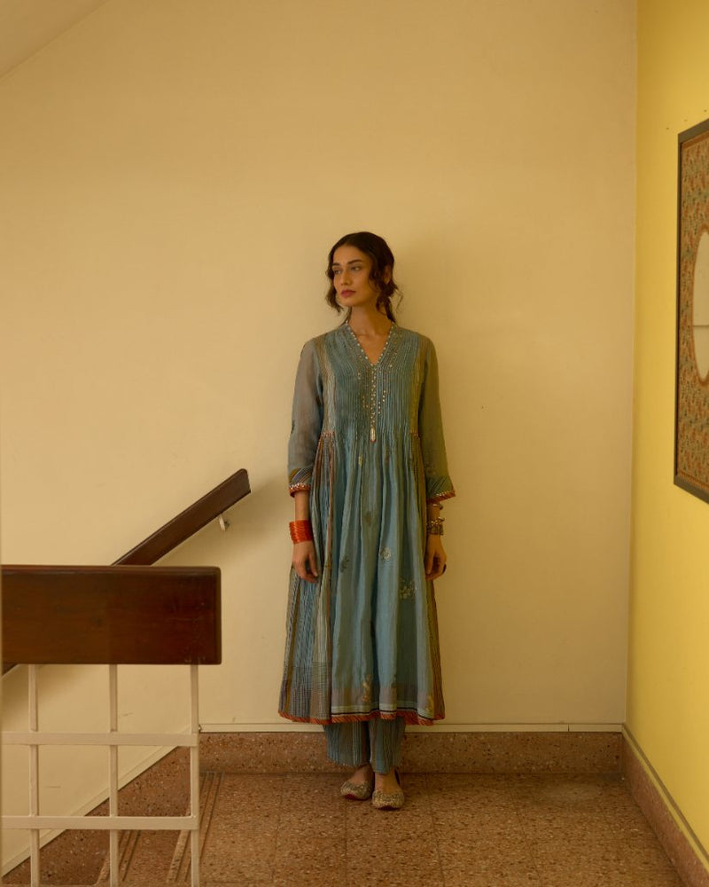 Chhaya Kurta chanderi kurta/kurta set by SWATTI KAPOOR in blue for women in Singapore