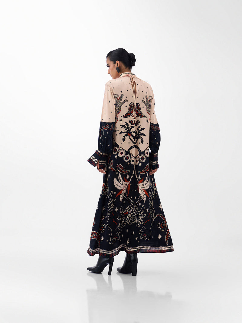 Amber Maxi-Nocturnal Jungle viscose dress by NOIB in multi-color for women Worldwide