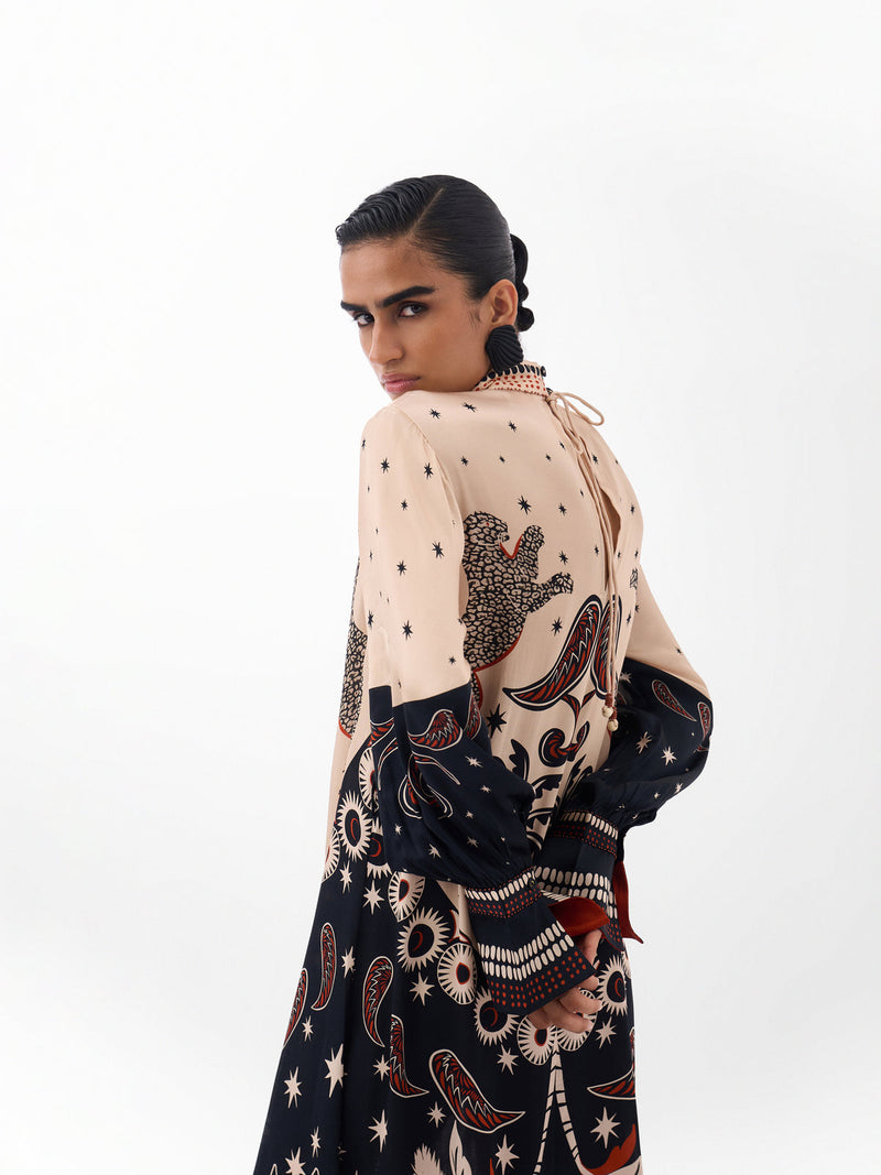 Amber Maxi-Nocturnal Jungle viscose dress by NOIB in multi-color for women Worldwide