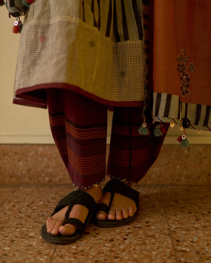 Kumud Pant cotton pyjama/salwar by SWATTI KAPOOR in maroon for women in Singapore