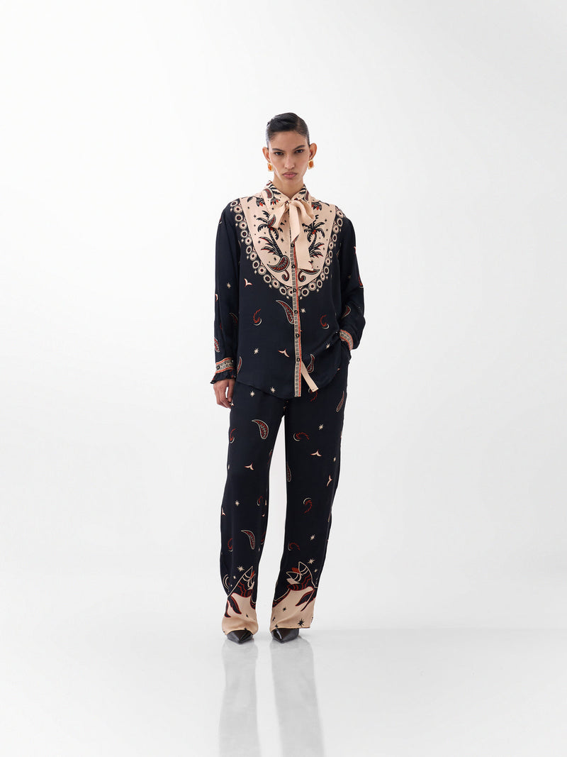 Iris Shirt-Nocturnal Jungle viscose Shirt by NOIB in multi-color for women Worldwide