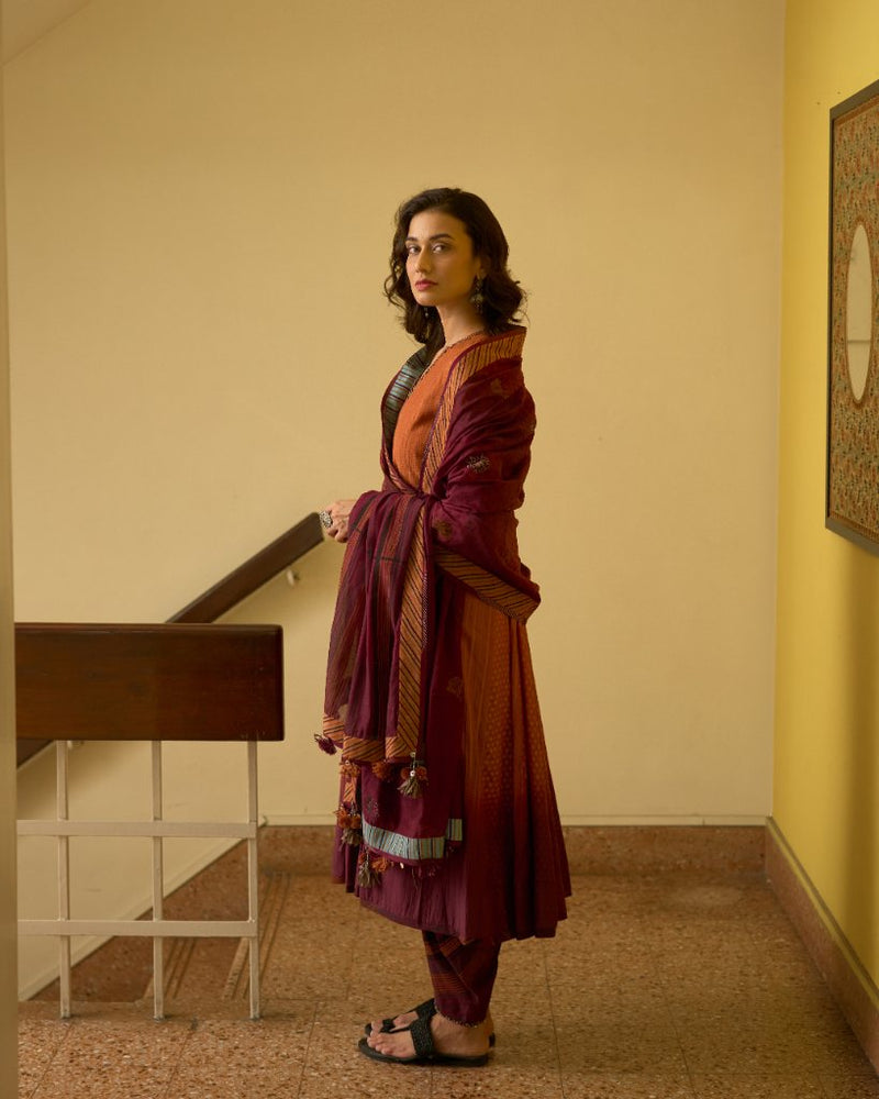 Pihu Dupatta chanderi dupatta by SWATTI KAPOOR in maroon for women in Singapore