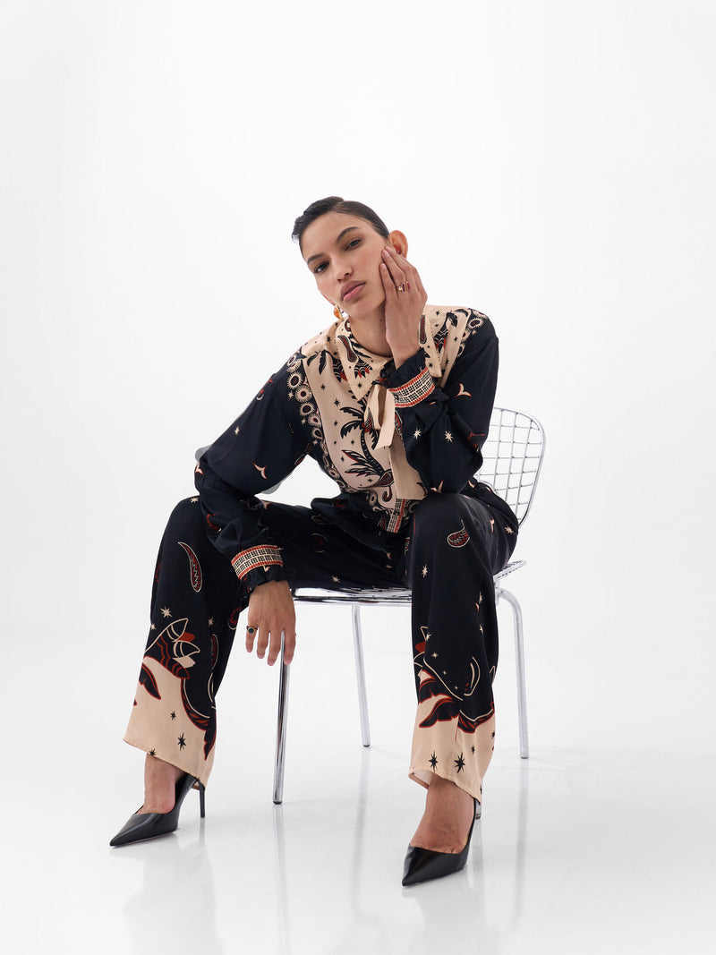 Iris Shirt-Nocturnal Jungle viscose Shirt by NOIB in multi-color for women Worldwide