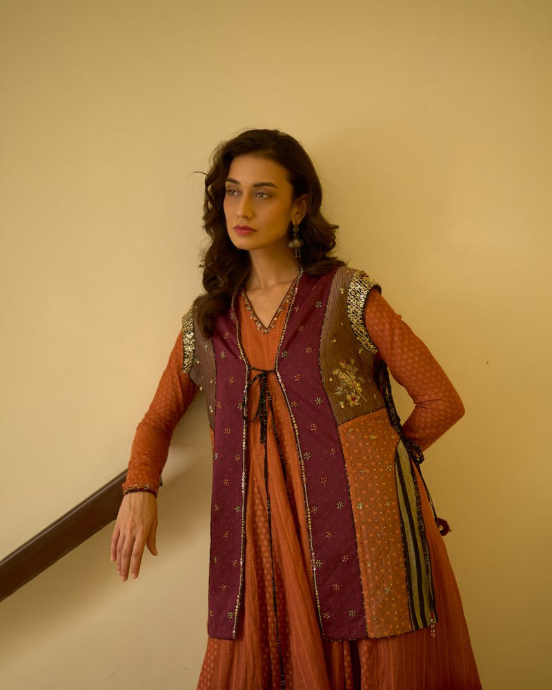 Usha Gilet chanderi indo-western by SWATTI KAPOOR in multi-color for women in Singapore