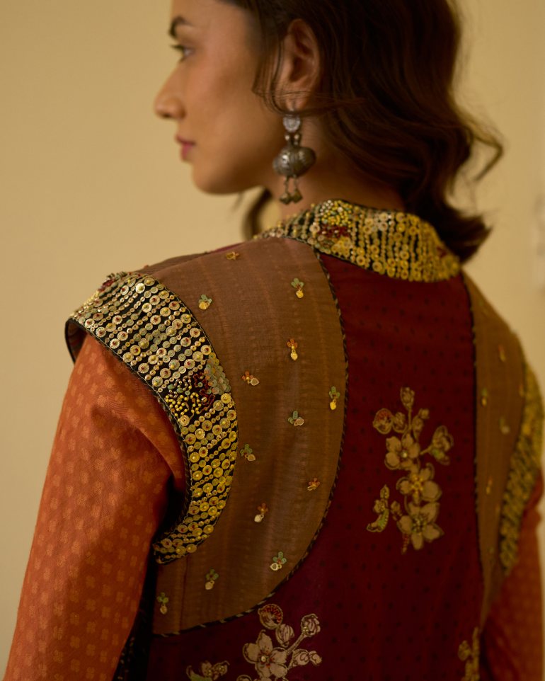 Usha Gilet chanderi indo-western by SWATTI KAPOOR in multi-color for women in Singapore