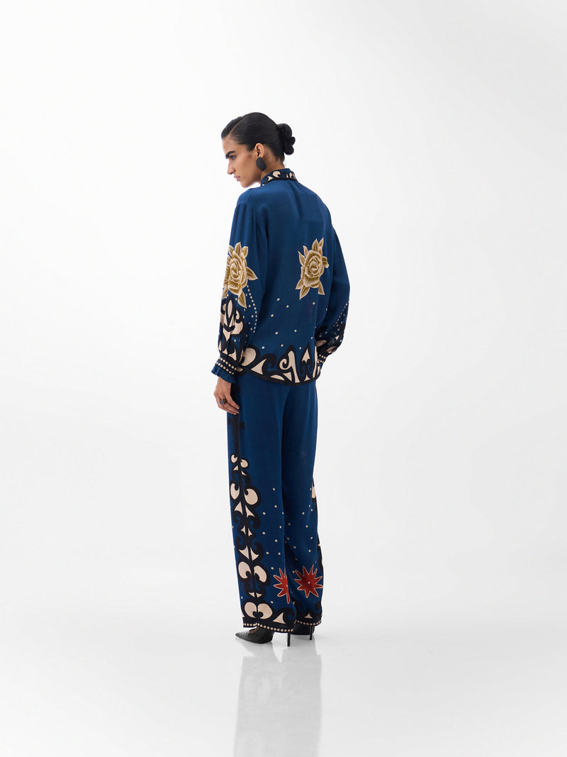 Thais Pants-Old Rose viscose Pants by NOIB in multi-color for women Worldwide