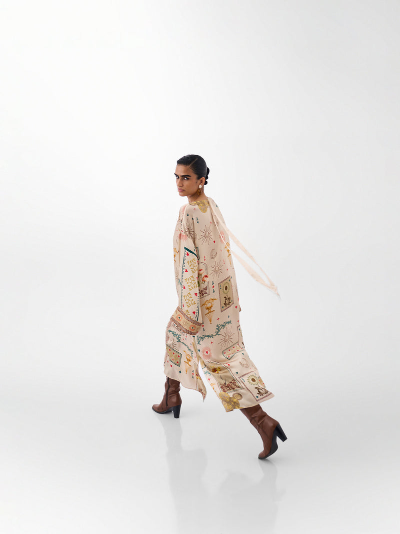 Adah Kaftan-Postcards And Petals viscose kaftan by NOIB in multi-color for women Worldwide