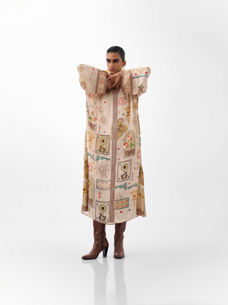 Adah Kaftan-Postcards And Petals viscose kaftan by NOIB in multi-color for women Worldwide