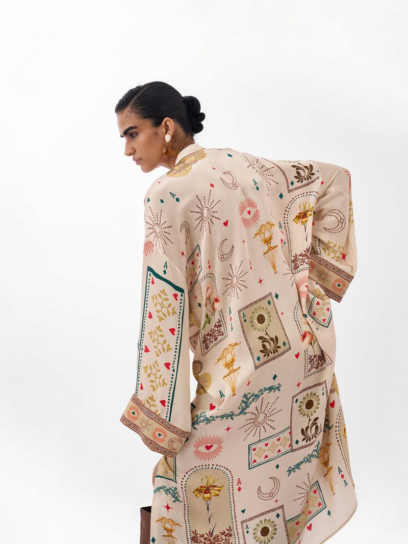 Adah Kaftan-Postcards And Petals viscose kaftan by NOIB in multi-color for women Worldwide