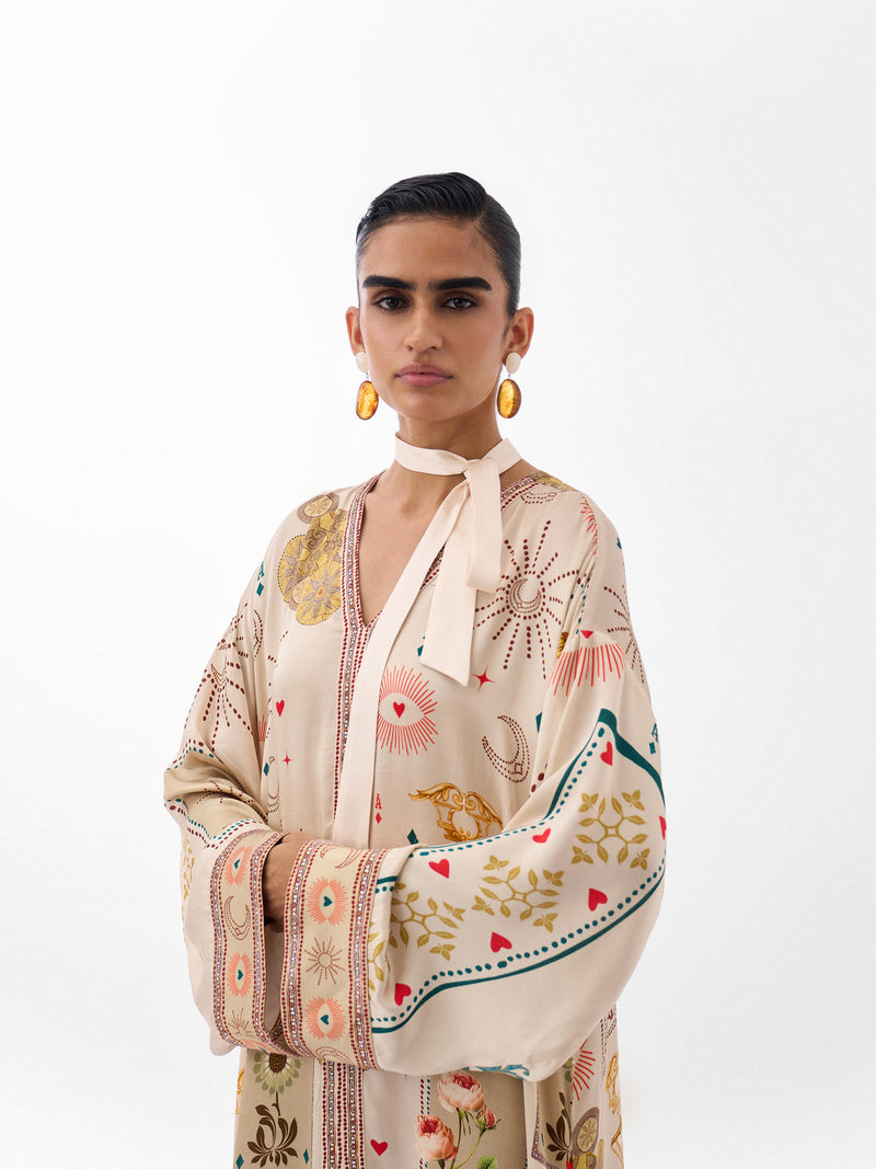Adah Kaftan-Postcards And Petals viscose kaftan by NOIB in multi-color for women Worldwide