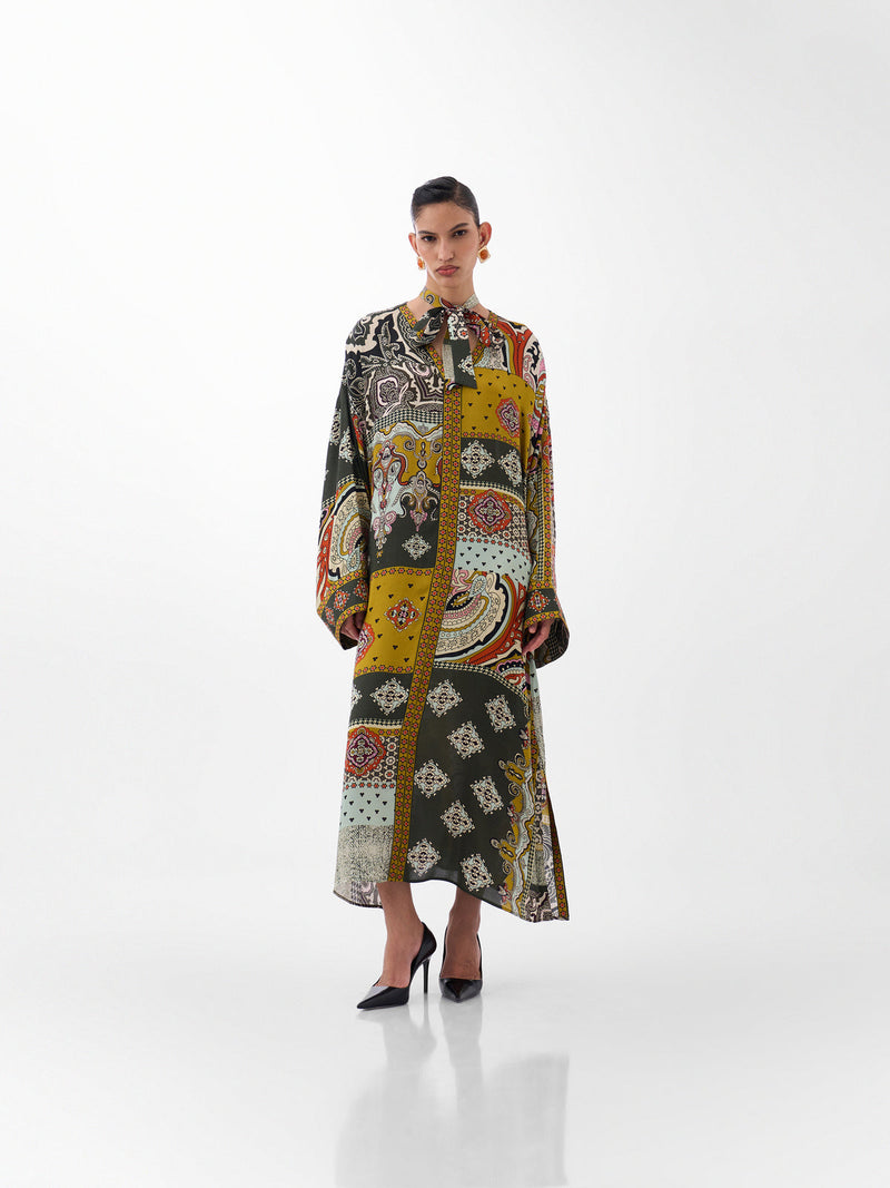 Adah Kaftan-Mosaic viscose kaftan by NOIB in multi-color for women Worldwide