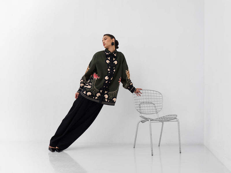 Xena Over-Shirt-Old Rose cotton Shirt by NOIB in multi-color for women Worldwide