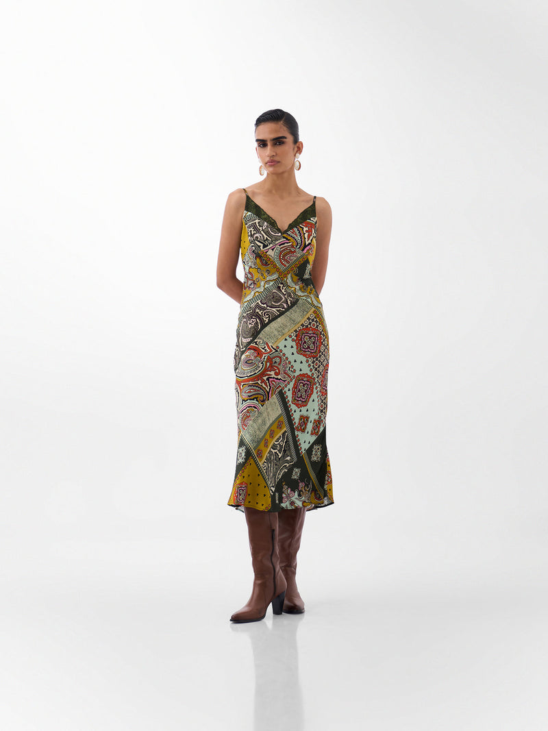 Liza Midi-Mosaic viscose dress by NOIB in multi-color for women in Singapore