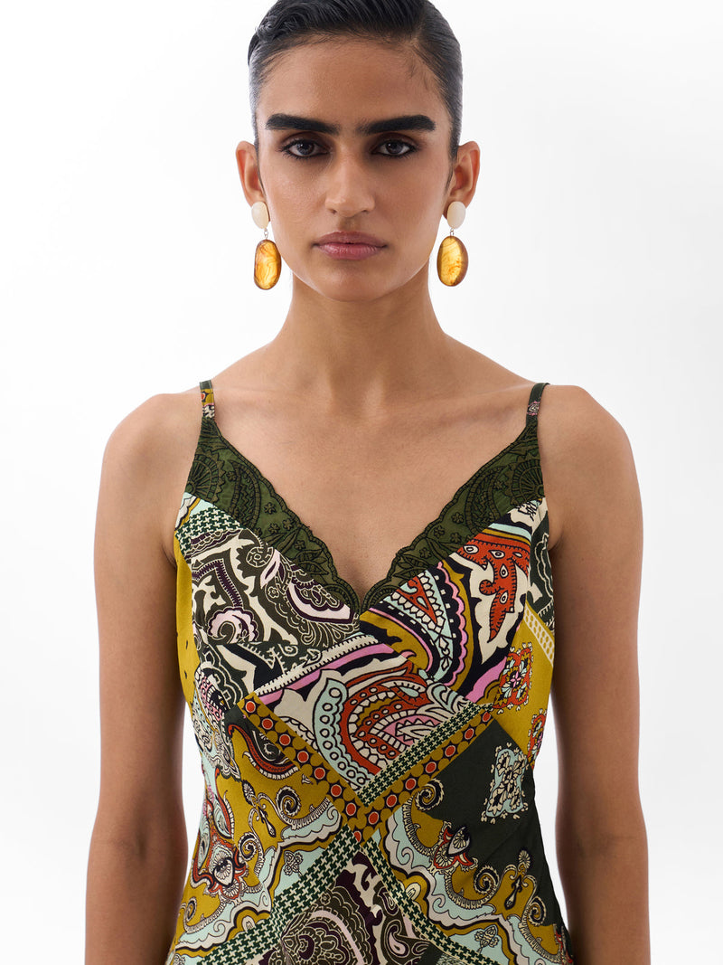 Liza Midi-Mosaic viscose dress by NOIB in multi-color for women in Singapore