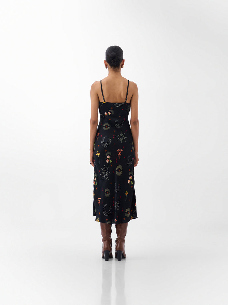 Liza Midi-Postcards And Petals viscose dress by NOIB in multi-color for women Worldwide