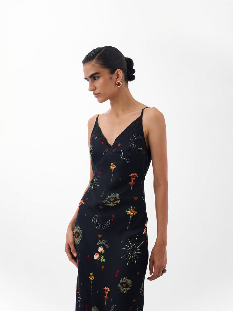 Liza Midi-Postcards And Petals viscose dress by NOIB in multi-color for women Worldwide