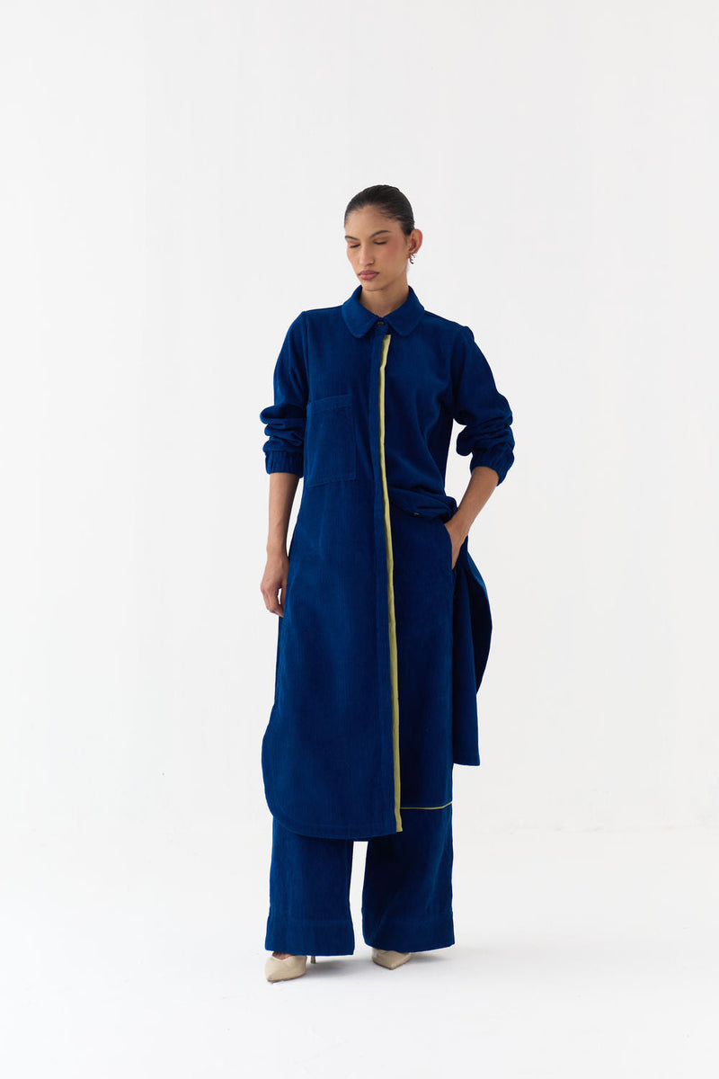 Everyday U-Hem Tunic-Cobalt Blue corduroy tunics and kaftans by THREE in blue for women in Singapore