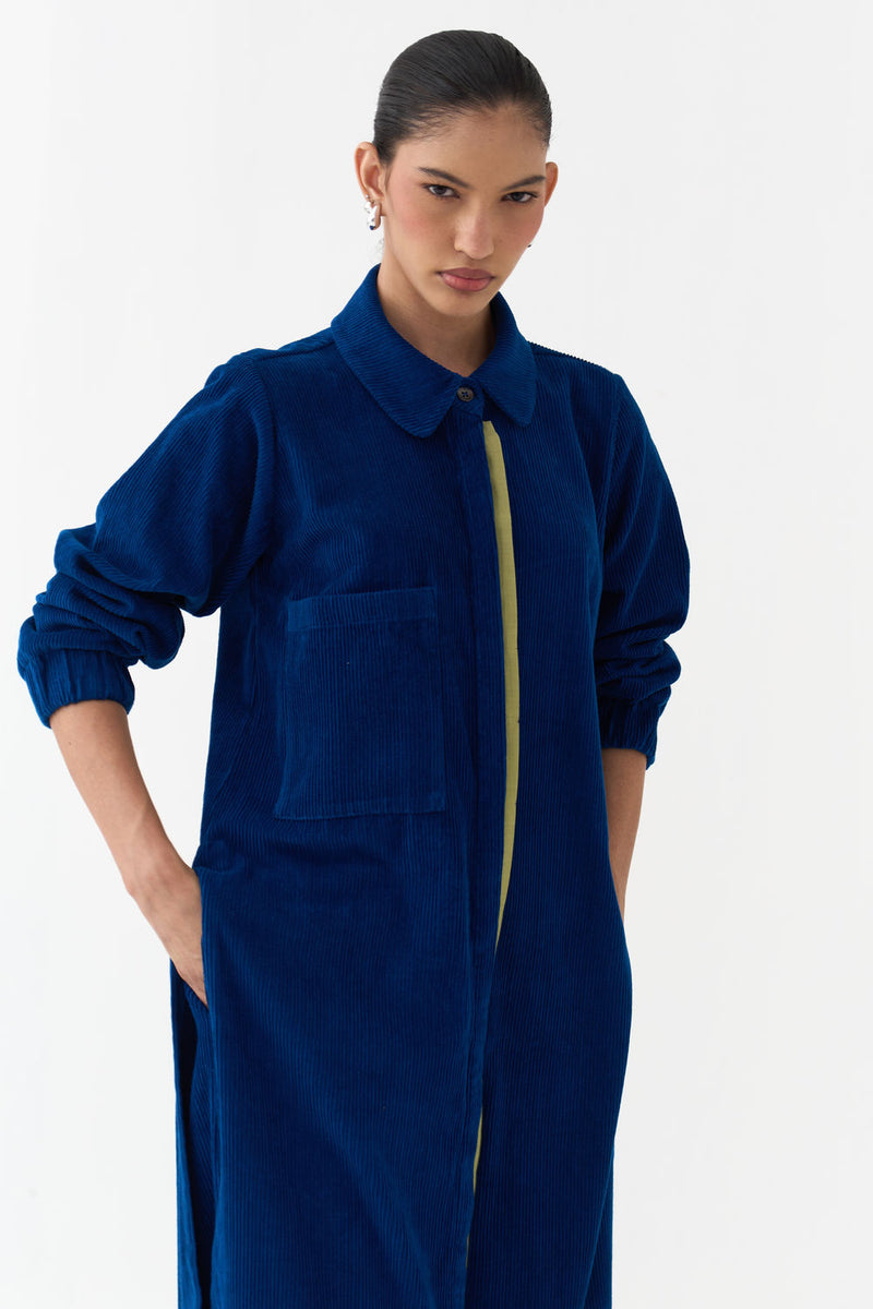 Everyday U-Hem Tunic-Cobalt Blue corduroy tunics and kaftans by THREE in blue for women in Singapore