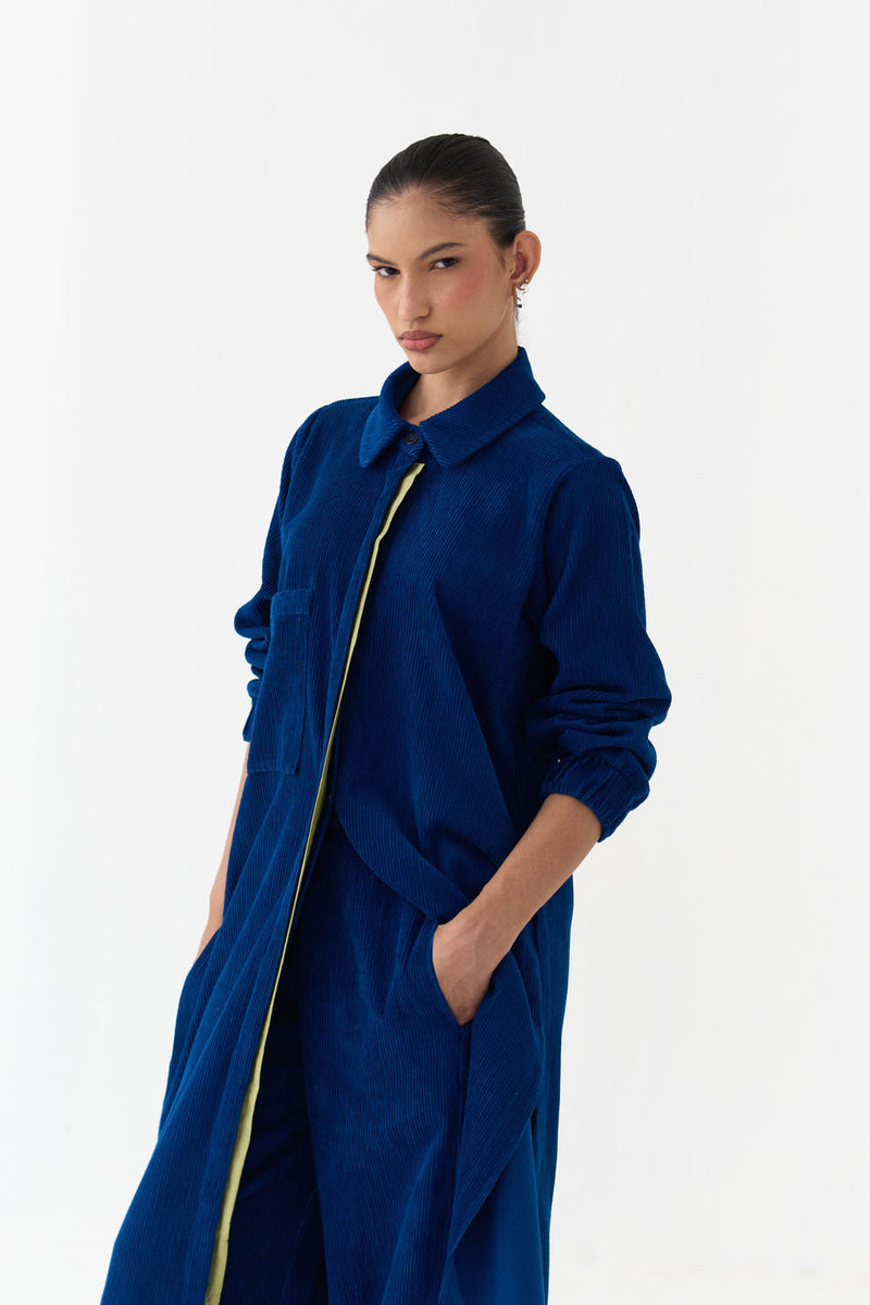 Everyday U-Hem Tunic-Cobalt Blue corduroy tunics and kaftans by THREE in blue for women in Singapore