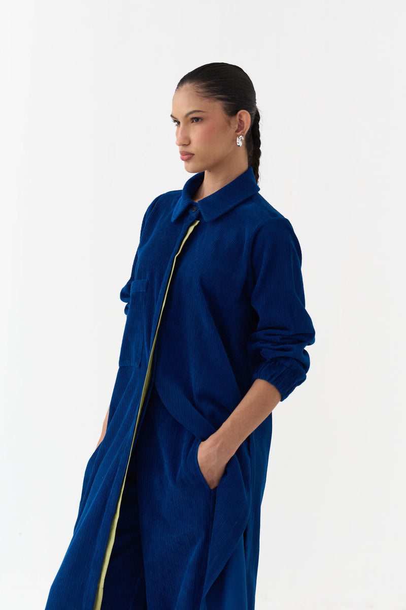 Everyday U-Hem Tunic-Cobalt Blue corduroy tunics and kaftans by THREE in blue for women in Singapore