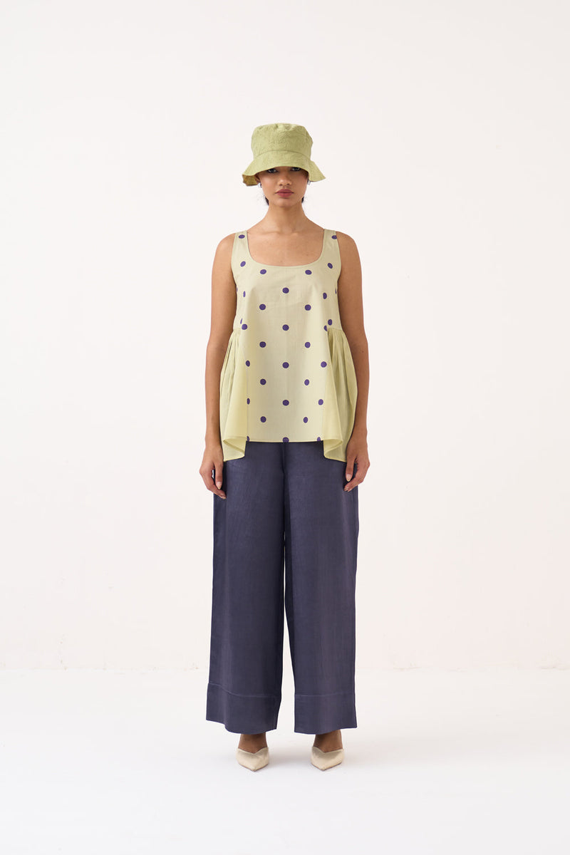 Side U Gather Top-Soft Moss  poplin/chanderi top/shirt by THREE in soft moss for women in Singapore