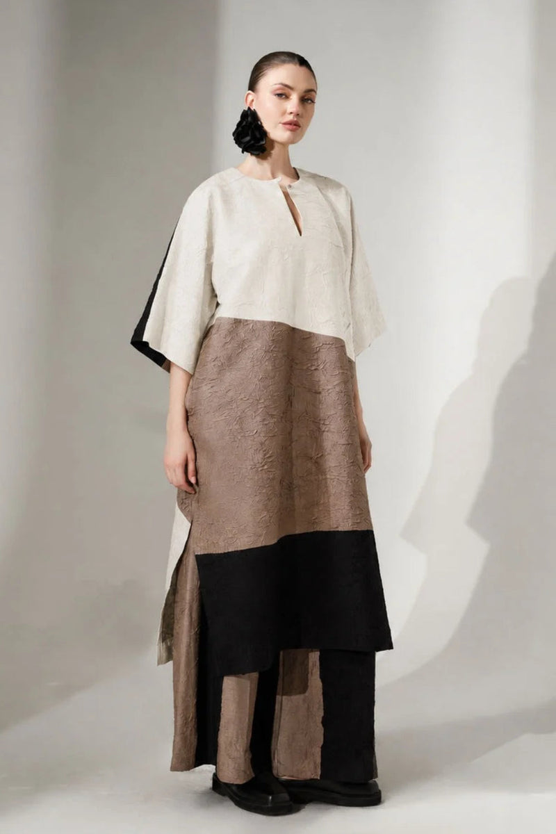 June Tunic-Natural + Grey + Black crushed silk tunics and kaftans by Stoique in natural, grey, black for women in Singapore