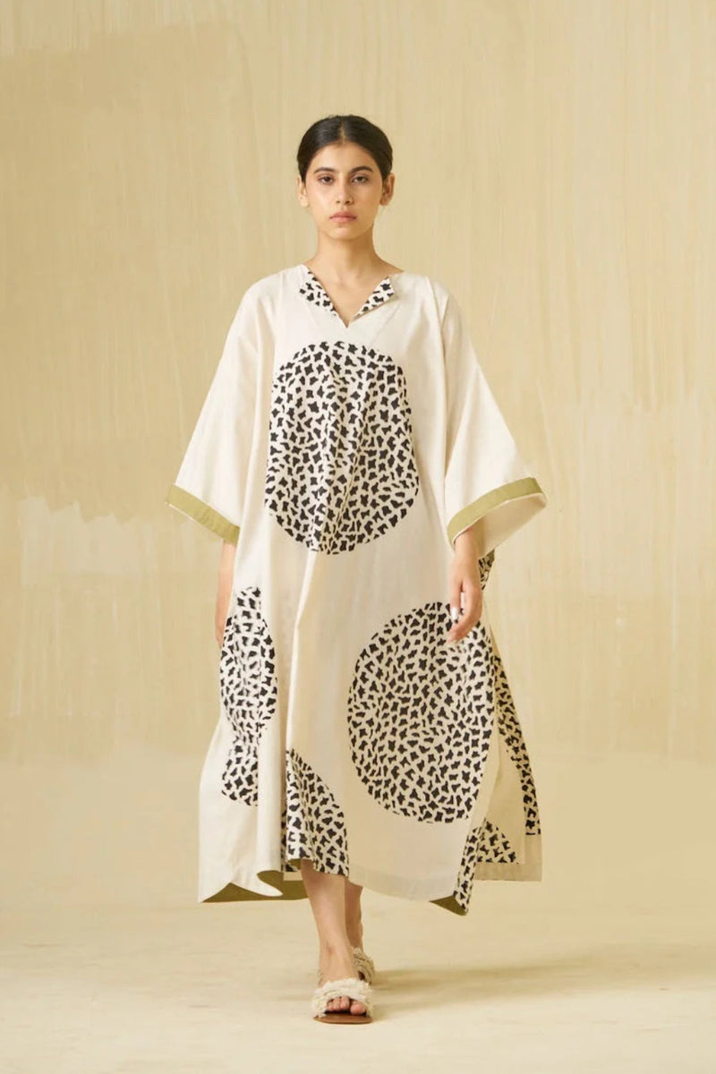Beau Dress-Natural + Black + Sage handwoven cotton dress by Stoique in natural, black, sage for women in Singapore