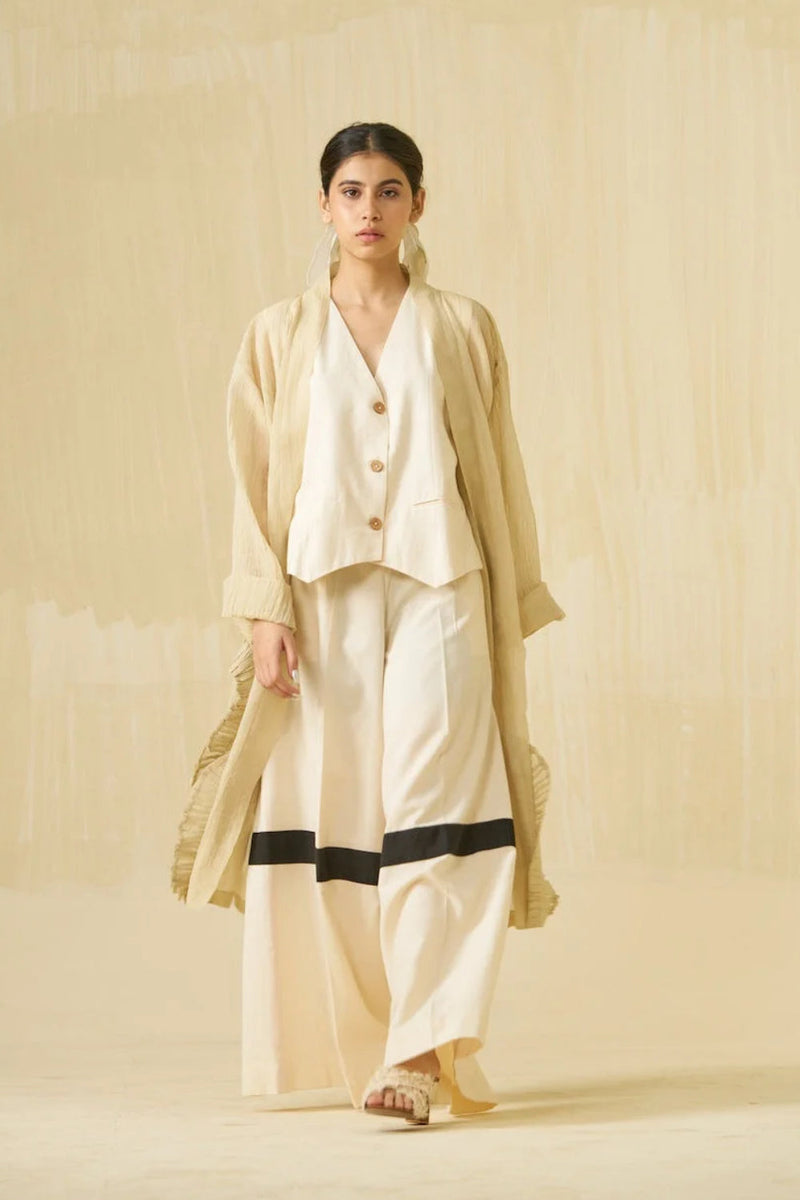 Daisy Overlay-Champagne Gold crushed silk jacket/overlay by Stoique in champagne gold for women in Singapore