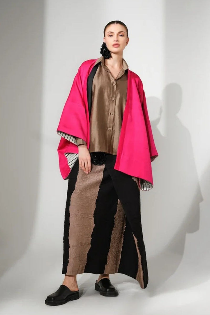 Union skirt-Black + Grey crushed silk skirt by Stoique in black, grey for women in Singapore