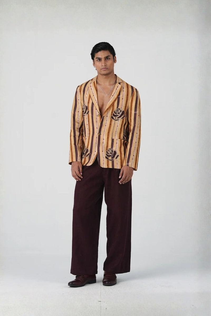 Odyssey Blazer Set-70'S Striper linen co-ord set by CORD MEN in multi-color for men in Singapore