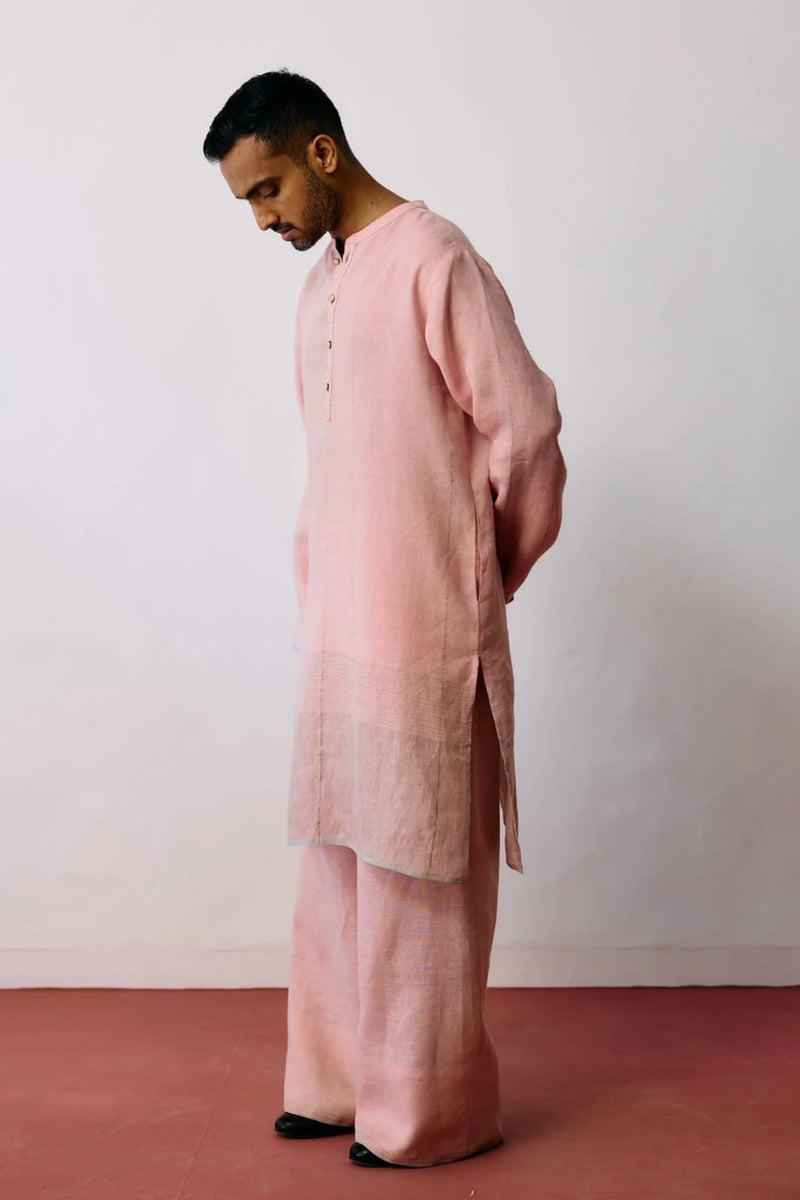 Rin Linen Pants-Pink linen pant/trouser by Manan Men in pink for men in Singapore