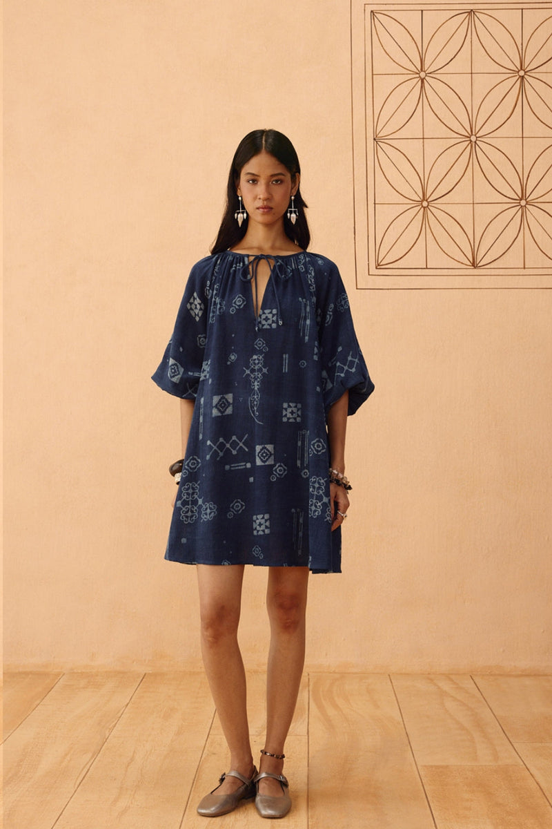 The Heirloom Handspun Handwoven Organic Cotton Dress organic cotton dress by SUI in indigo for women in Singapore