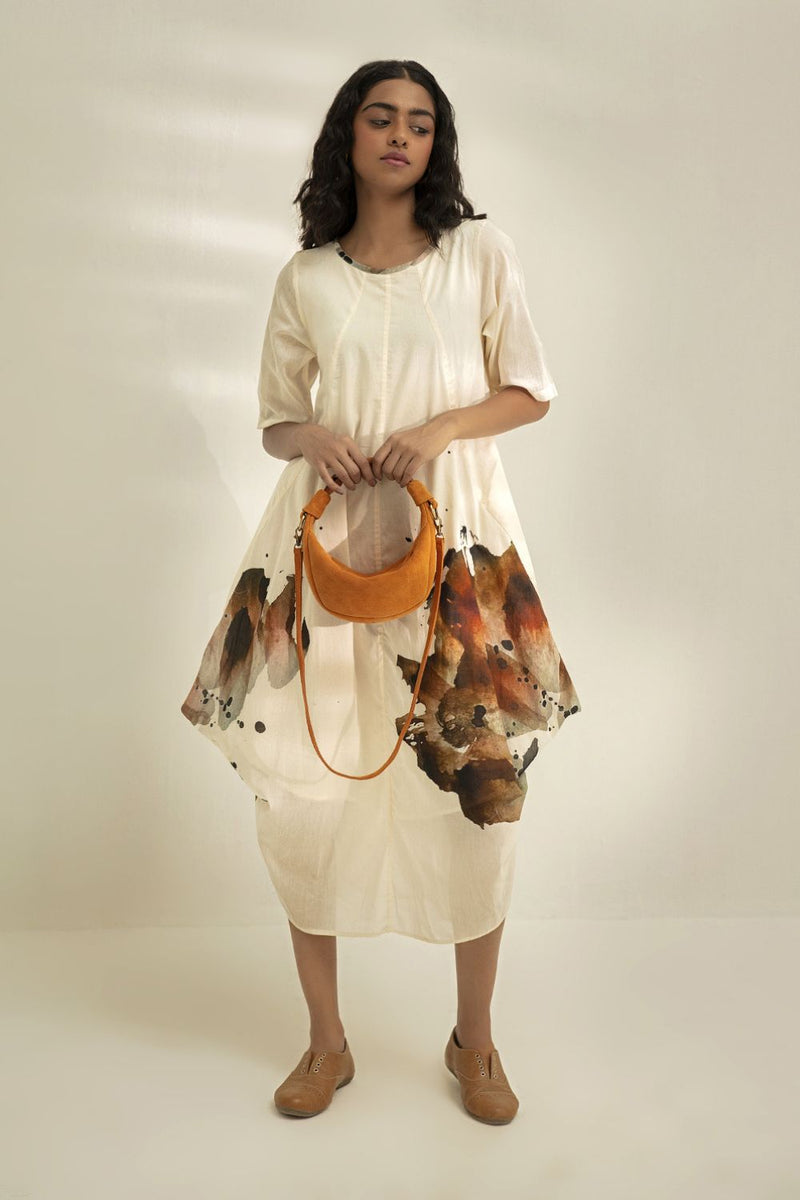 Myna Jhabla Dress cotton by Khara Kapas in white for women in Singapore