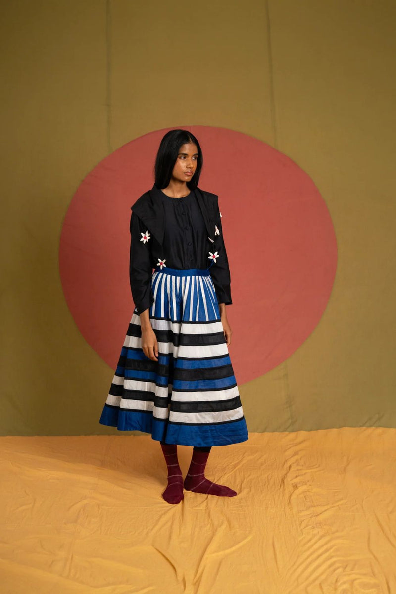 Flora Scarf-Black, White and Red chanderi scarve/stole by Ka-Sha in black for women in Singapore