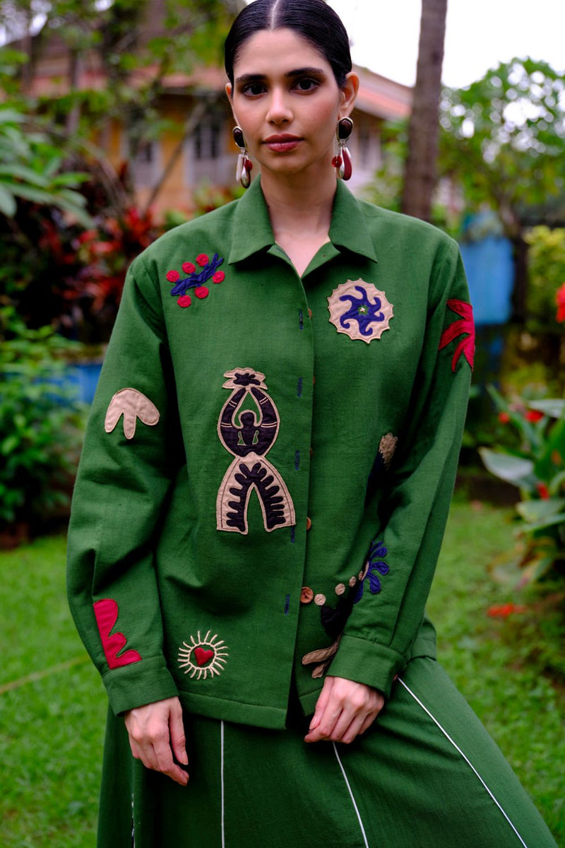 Zuri applique handloom jacket cotton by JodiLife for women in Singapore