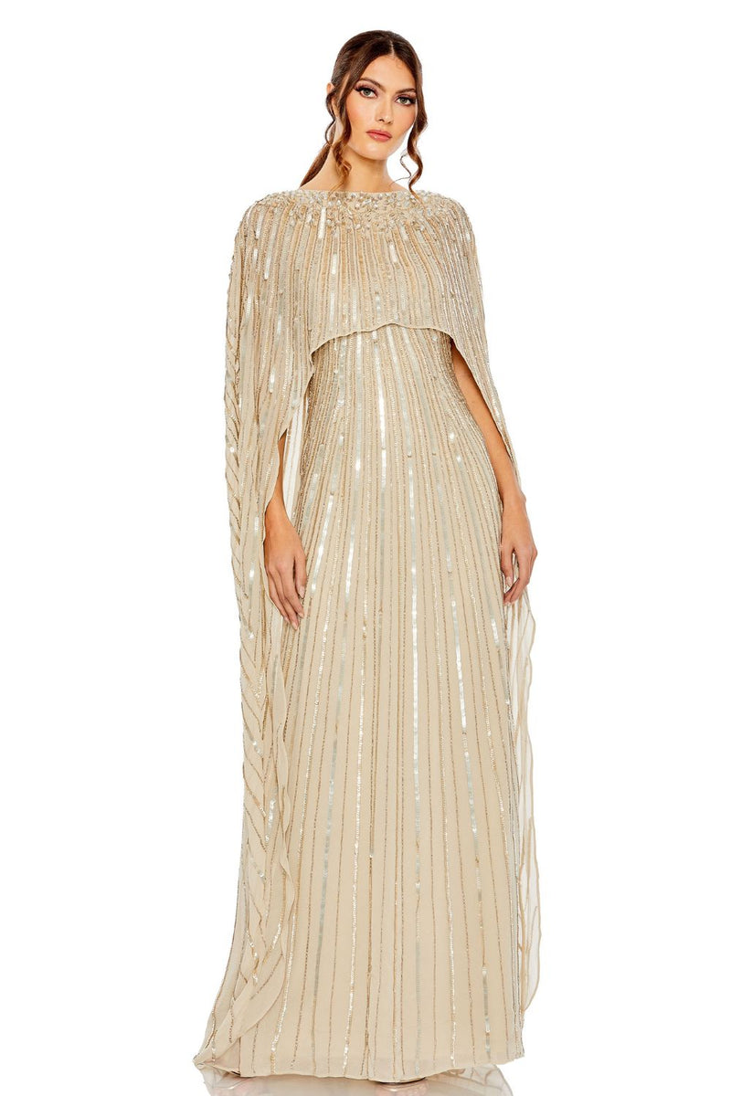 MD-93869 Cape Gown-Beige by Mac Duggal in beige color for women in Singapore