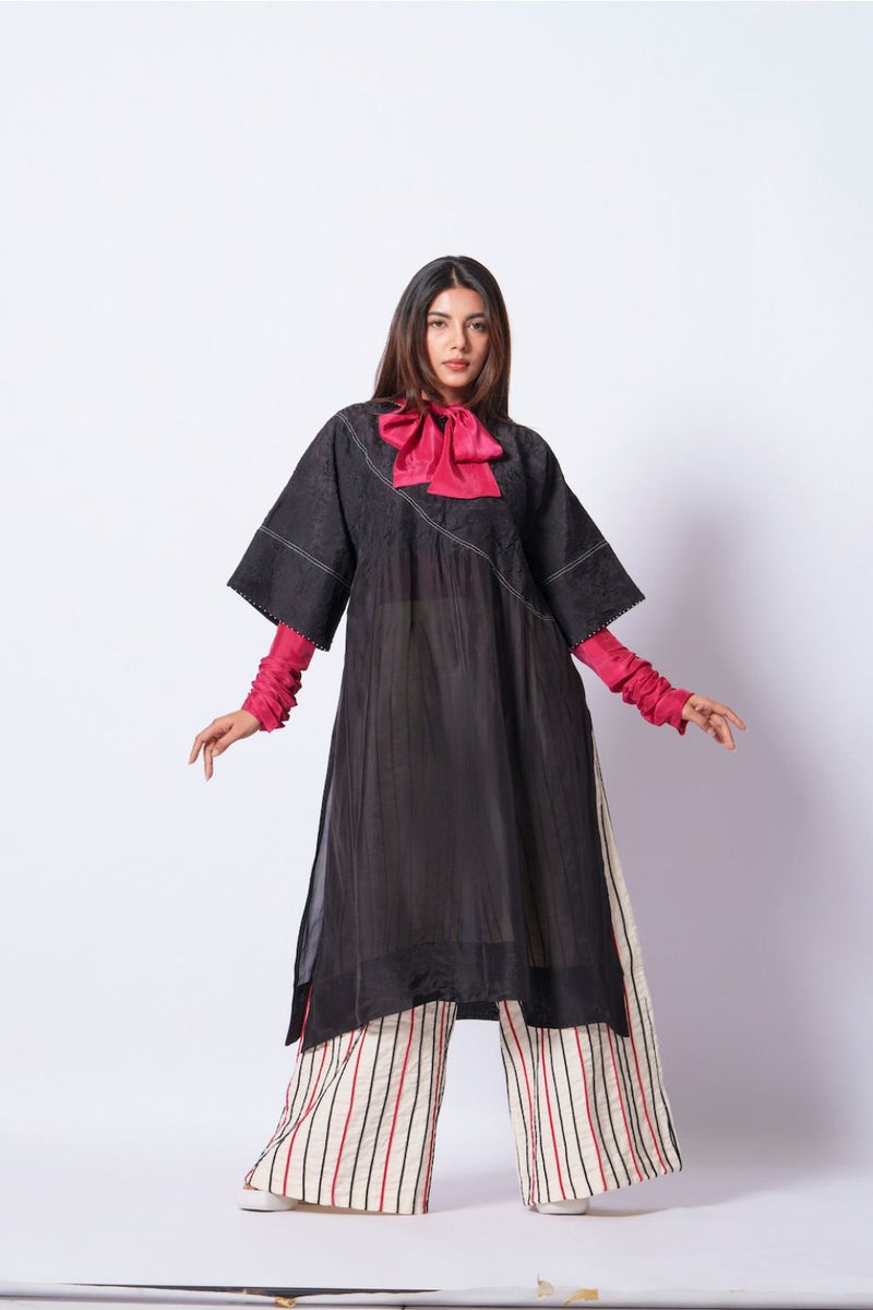 Sprout Tunic-Black upada silk kaftans and tunics by Stoique in black for women in Singapore