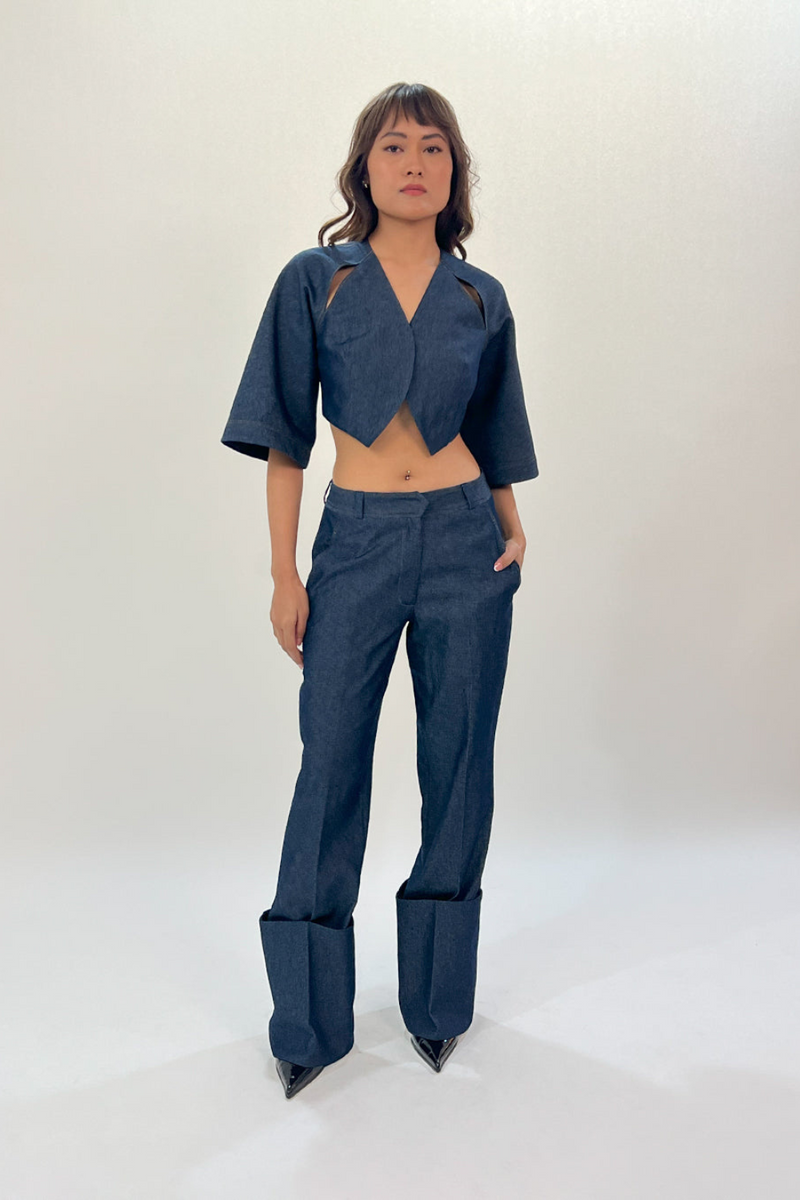 Back straped top linen Buy Back straped top from C&W | Tops And Shirts for Women by Leh Studios in blue color for women in Singapore