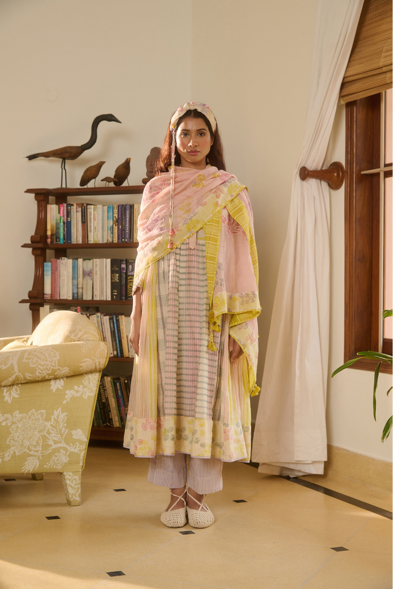 DORA KURTA-IVORY chanderi by SWATTI KAPOOR in ivory color for women in Singapore
