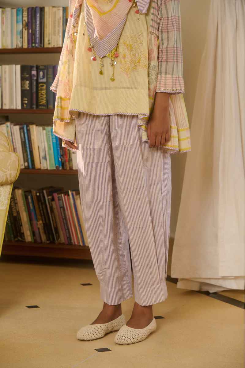 LILY PANT-IVORY 100% cotton by SWATTI KAPOOR in ivory color for women in Singapore