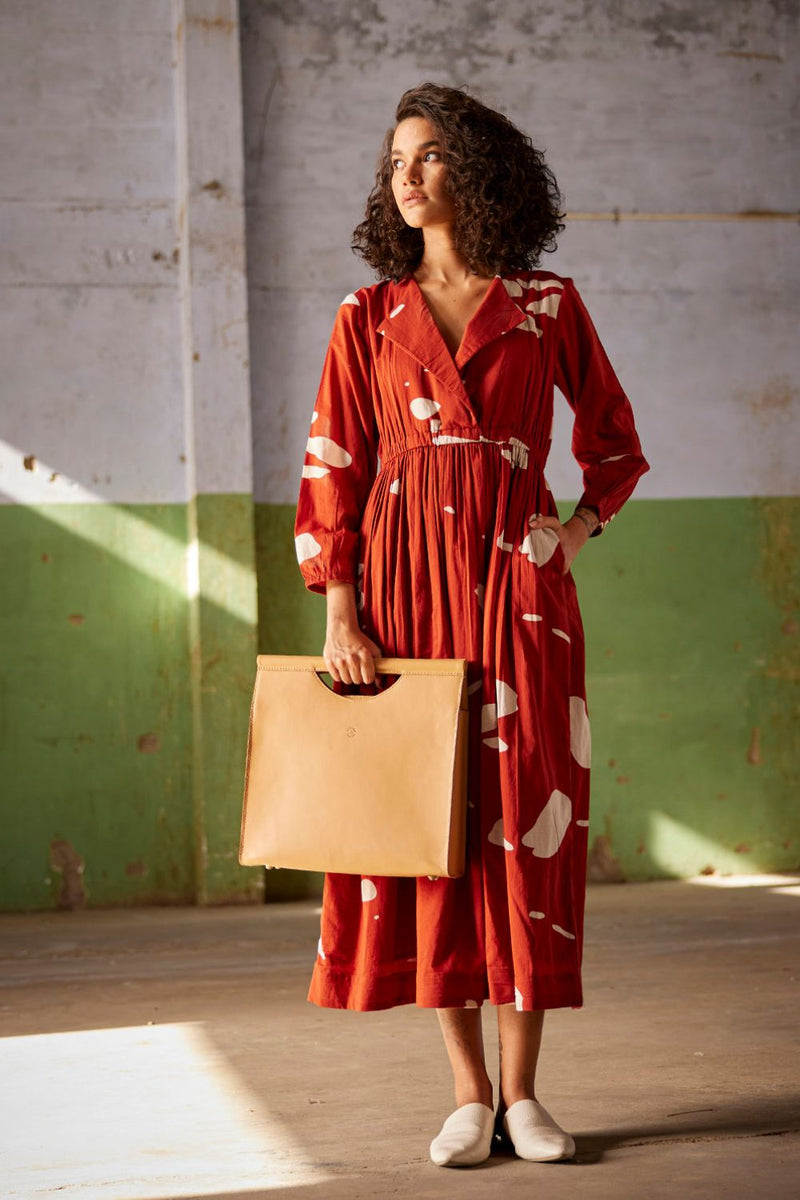 Golden hour Dress cotton Dresses by Khara Kapas in red for women in Singapore