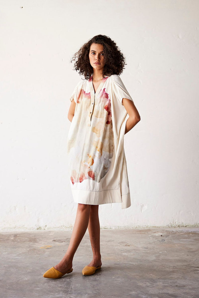 Sea Shells Dress cotton Dresses by Khara Kapas in white for women in Singapore
