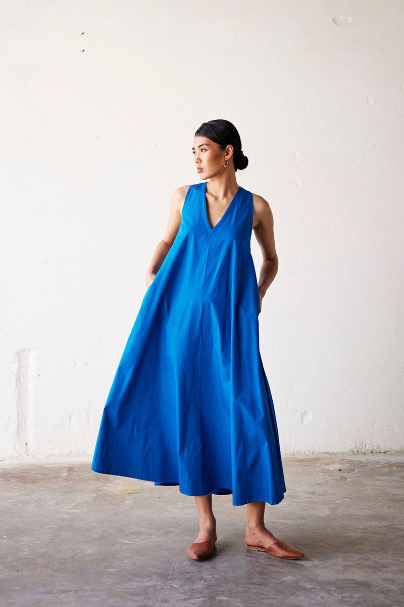 Clear Skies Dress by Khara Kapas in blue for in Singapore