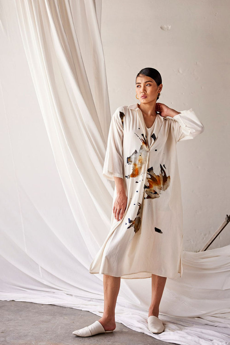 Summer Splash Dress cotton Dresses by Khara Kapas in white for women in Singapore