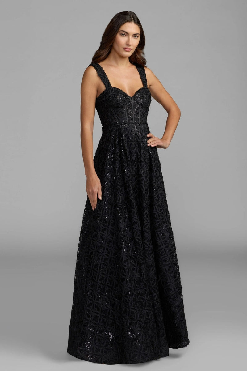 56286-Black Embellished Corset A Line Gown tulle evening-gowns by Mac Duggal in black for women in Singapore